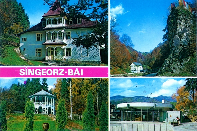 1264 - Sangeorz-Bai. 1. Vila Crinului, 2. Cormaia Cabana Farmecul Padurii. 3. Izvorul nr. 6